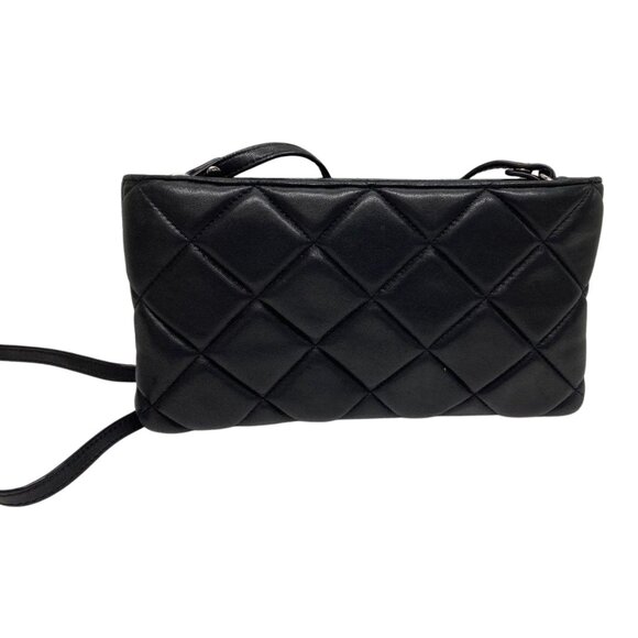 Michael Kors Webster Quilted Leather Wallet Crossbody Clutch in Black - Picture 3 of 7